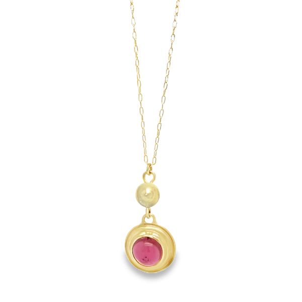 Saturn Necklace with Pink Tourmaline in 14K Green Gold