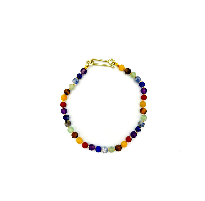 Chakra 4mm Bracelet with 14K Green Gold