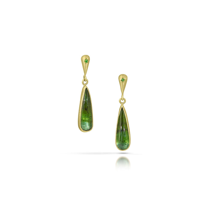 Lacryma Drop Earrings with Tourmaline and Tsavorite Garnets