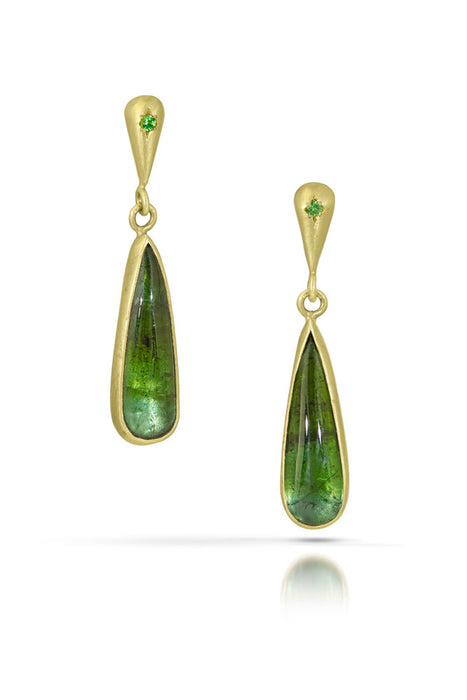 Lacryma Drop Earrings with Tourmaline and Tsavorite Garnets