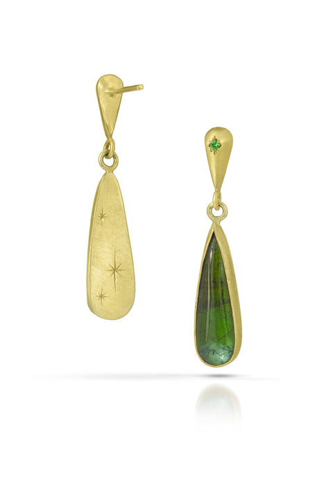 Lacryma Drop Earrings with Tourmaline and Tsavorite Garnets