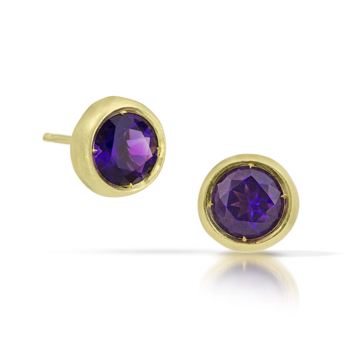 Little Star Earrings with Amethyst in 14K Fairmined Green Gold