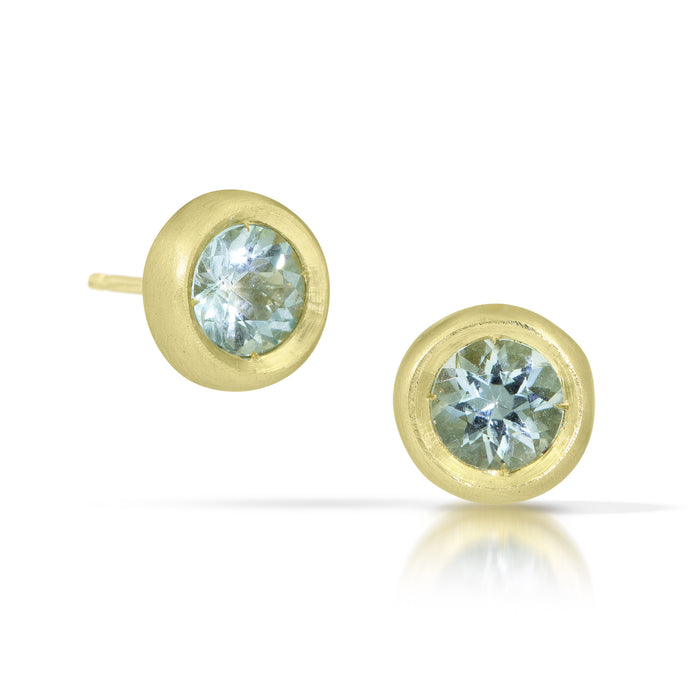 Little Star Earrings with Aquamarine in 14K Fairmined Green Gold