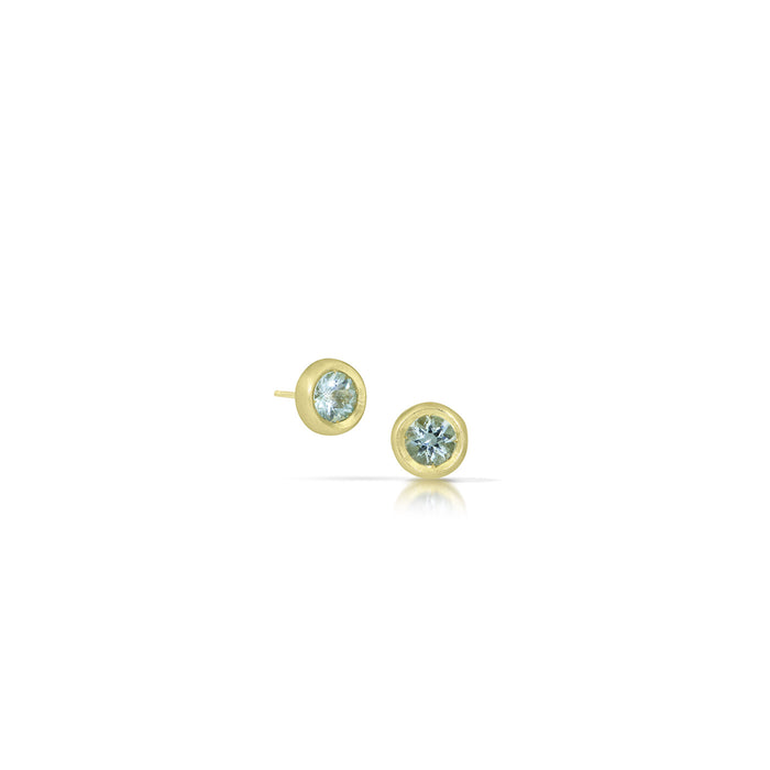 Little Star Earrings with Aquamarine in 14K Fairmined Green Gold