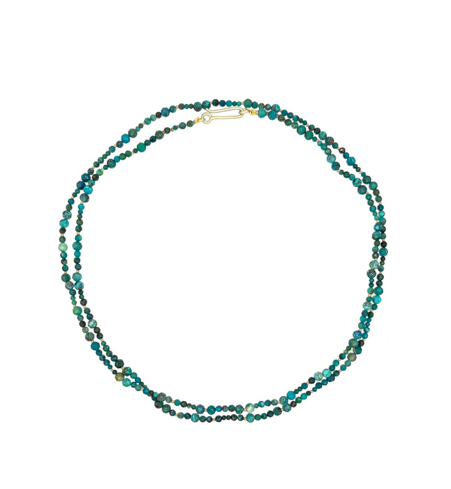 Chrysocolla, Malachite and Azurite Mix Faceted Beads with 14K Green Gold