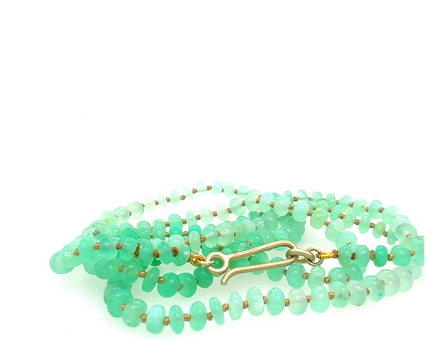 Chrysoprase Graduated Rondelle Necklace with 14K Green Gold Clasp