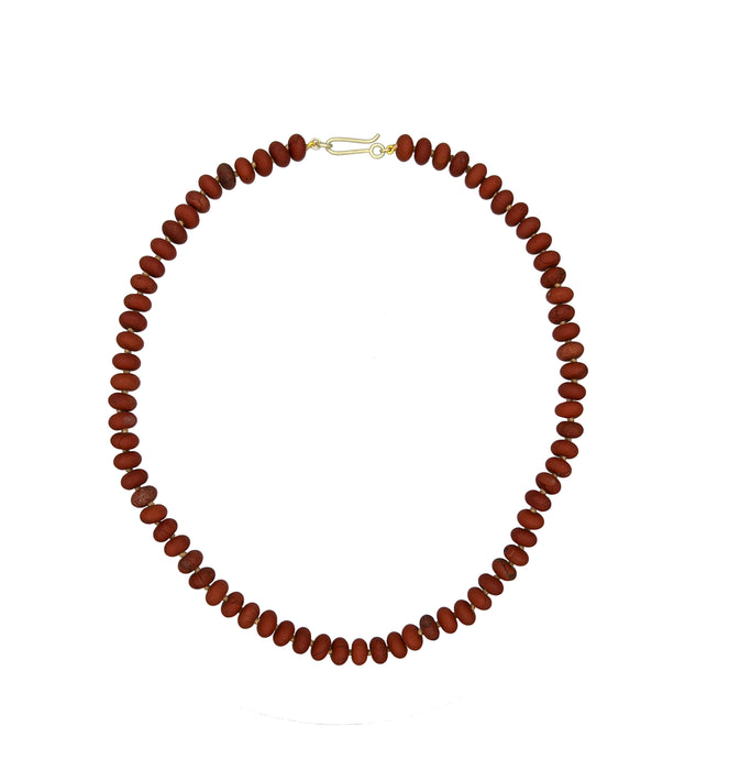 Red Jasper Rondelle Necklace with 14K Green Gold Clasp